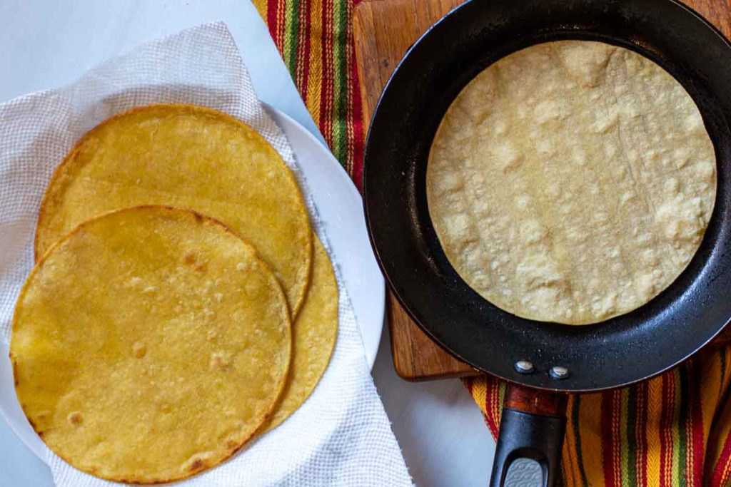 How to fry corn tortillas for stacked enchiladas