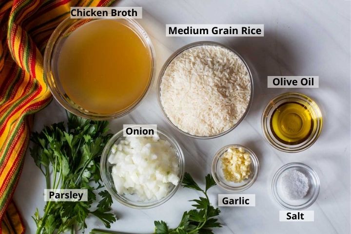 Ingredients to make oven baked rice