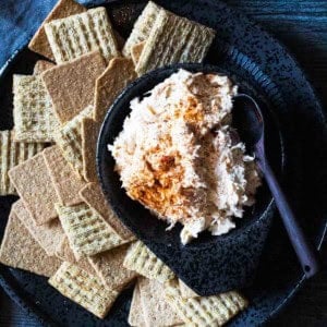 Cream Cheese Chicken Dip with crackers.