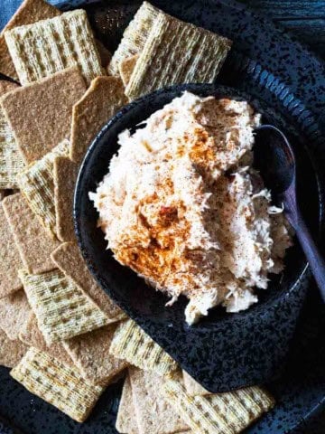 Cream Cheese Chicken Dip with crackers.