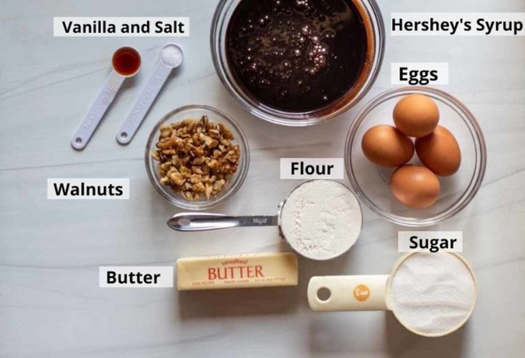Ingredients to make chocolate mint brownies