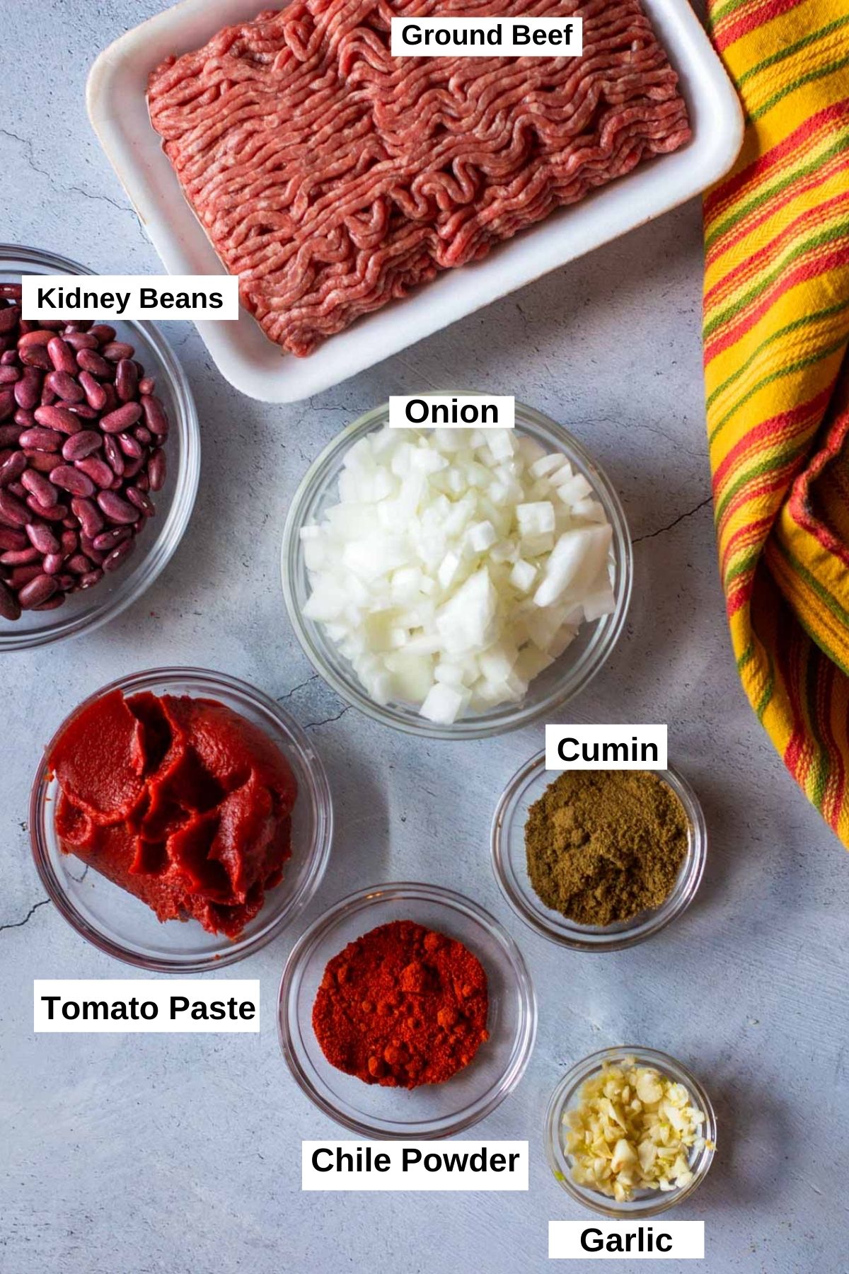 Ingredients to make cowboy chili.