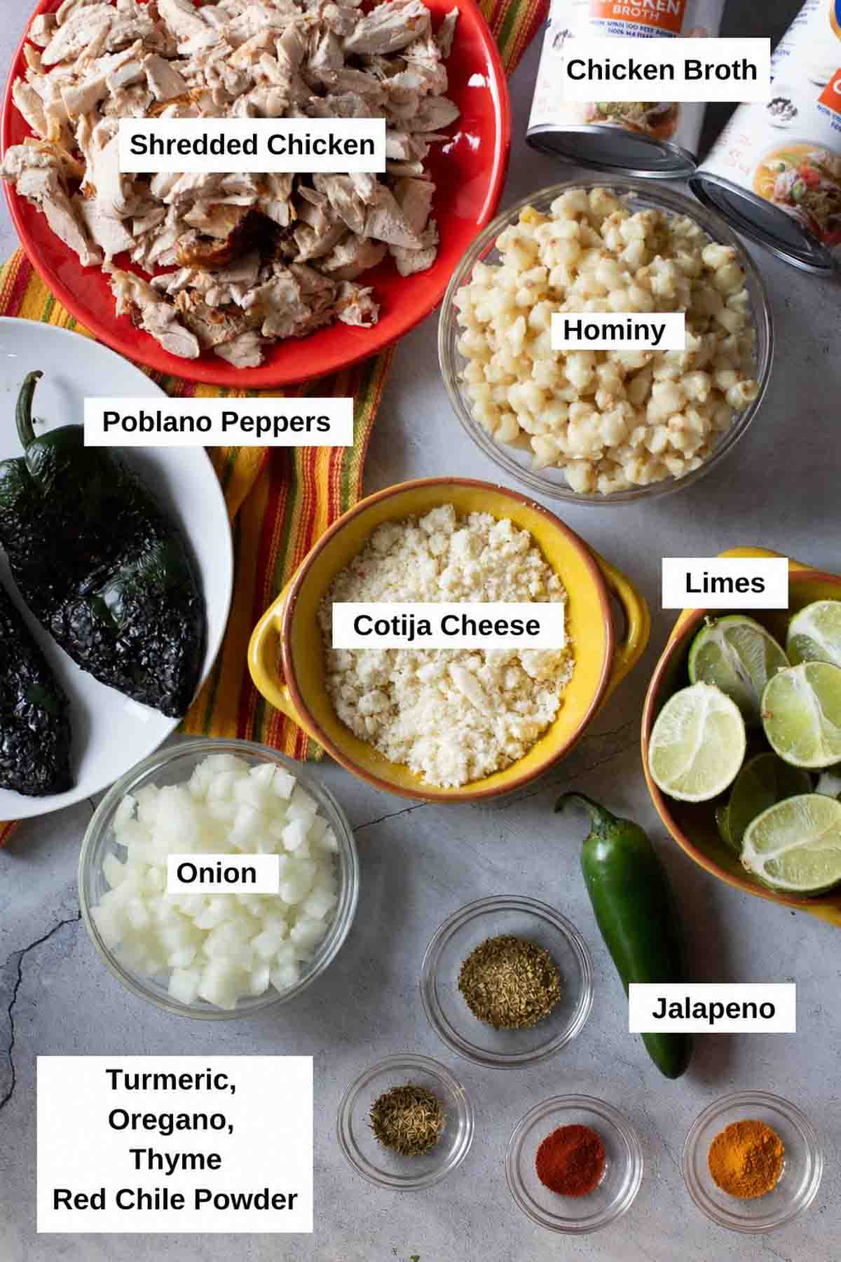 Ingredients to make Chicken Poblano Soup.