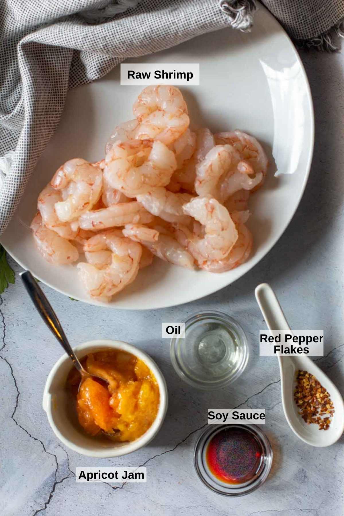 Ingredients to make easy firecracker shrimp.