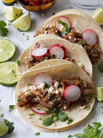 Three Pulled pork tacos.