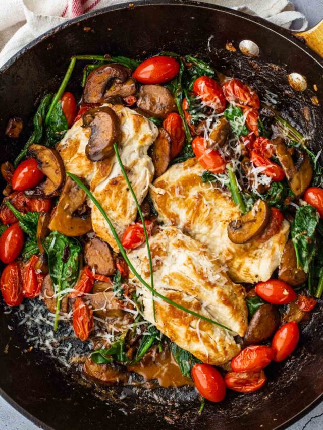 Chicken Mushroom Spinach Skillet Story - Cooking On The Ranch
