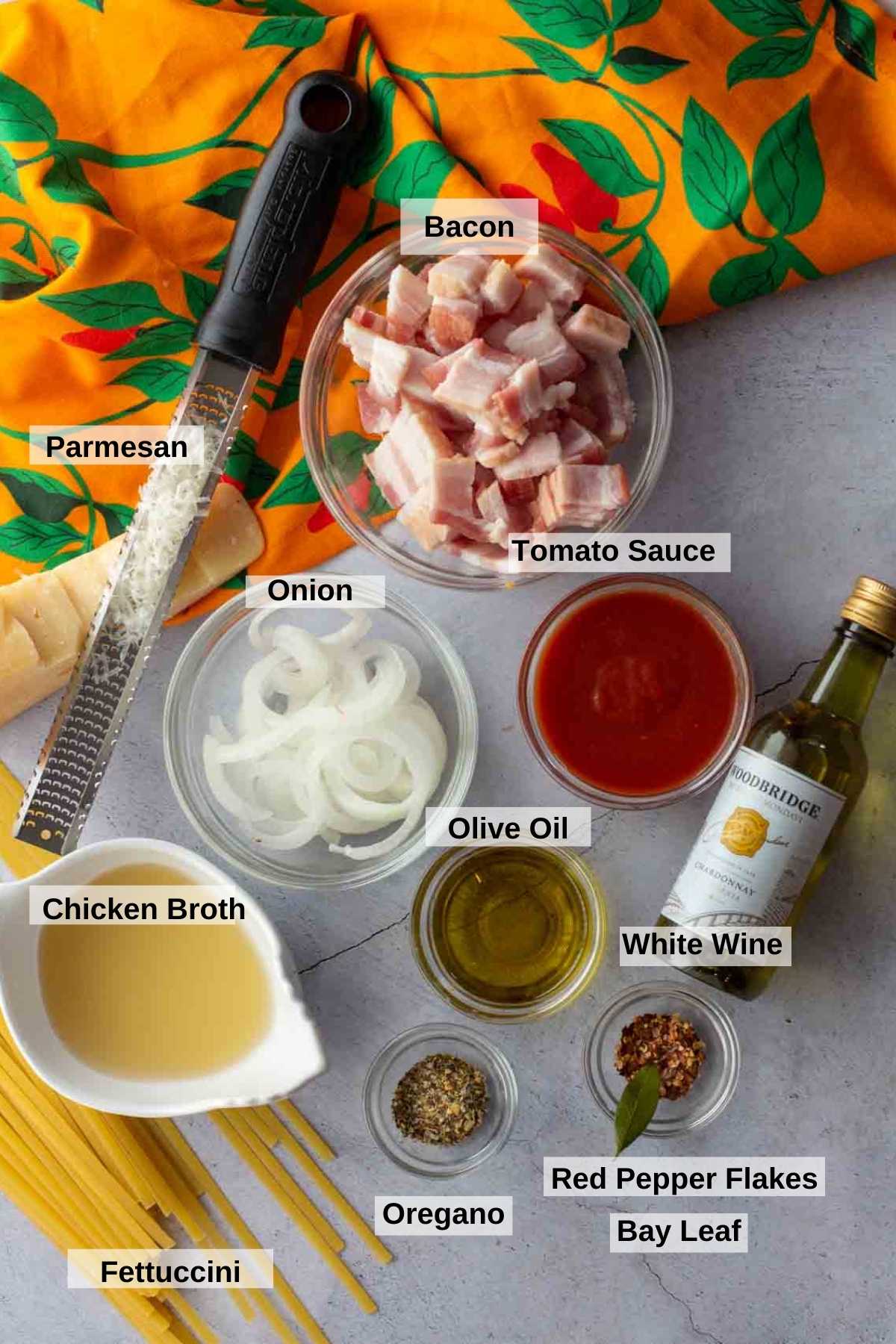 Ingredients to make Fettuccini Amore (Lincoln Highway Pasta)