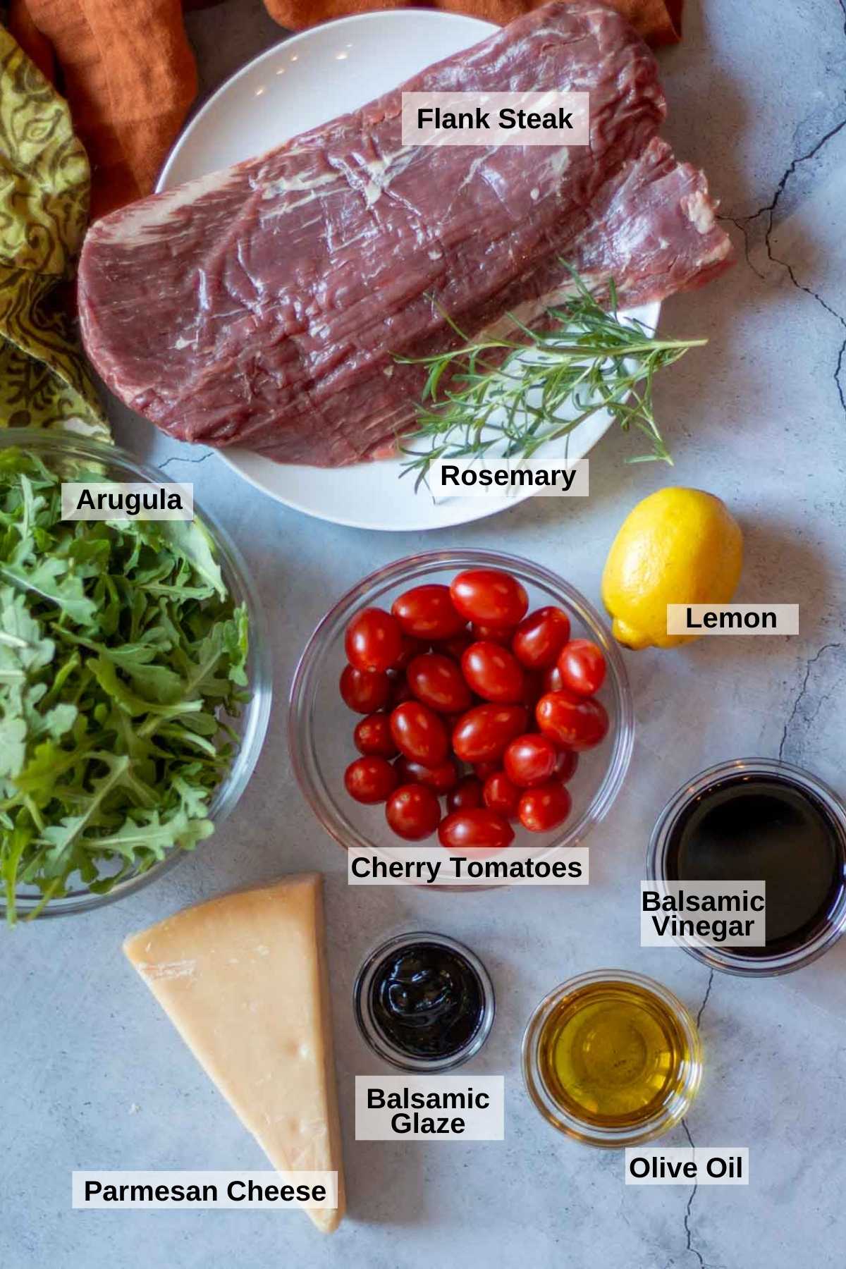 Ingredients to make steak tagliata.