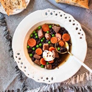 Ham and Black Bean soup with sherry.