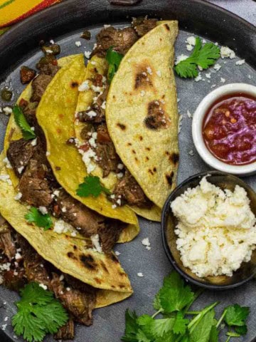Beef Machaca Tacos.