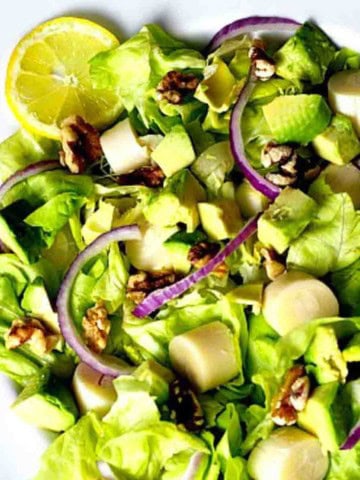 Hearts of palm salad with avocado.
