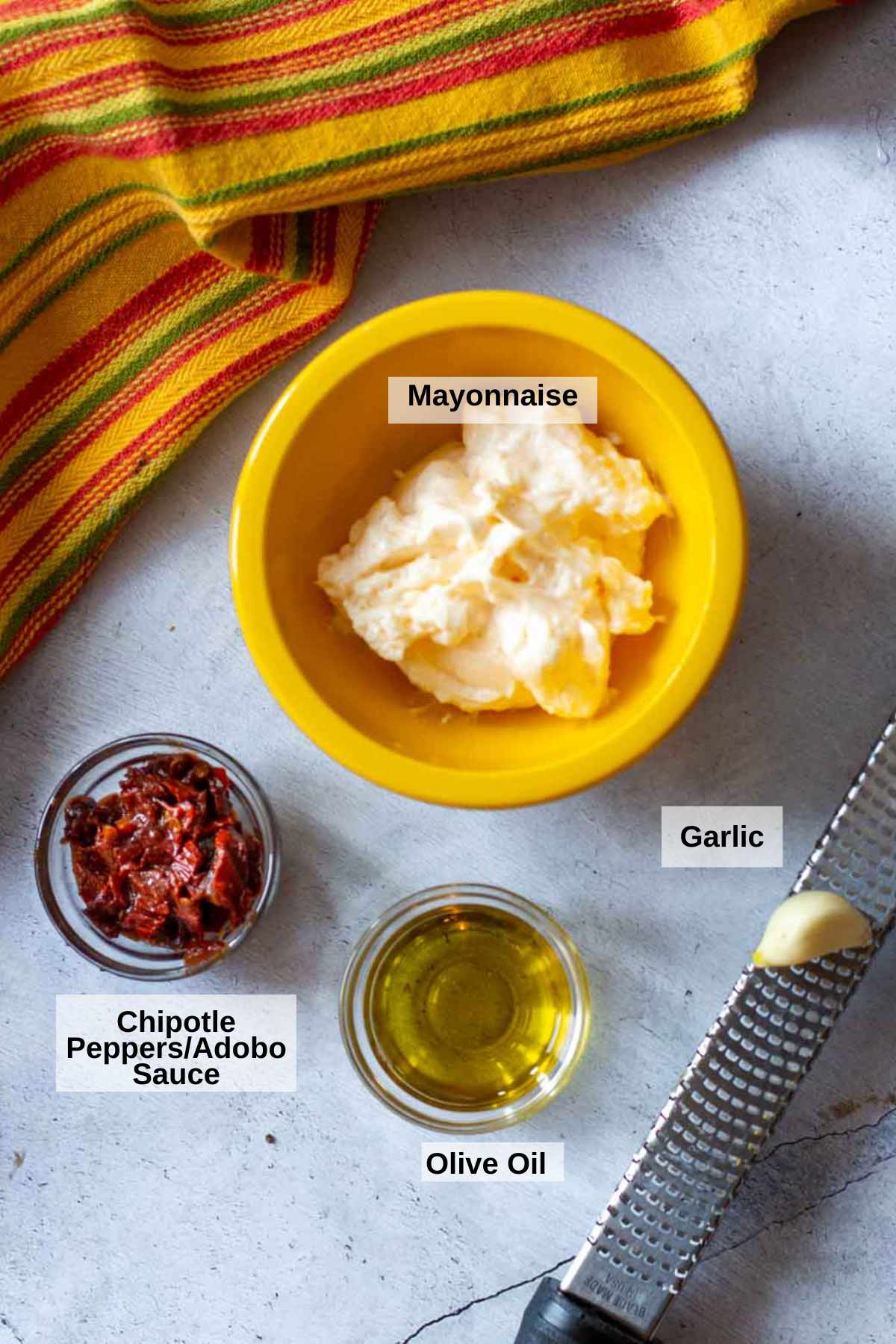 Ingredients to make chipotle mayo.