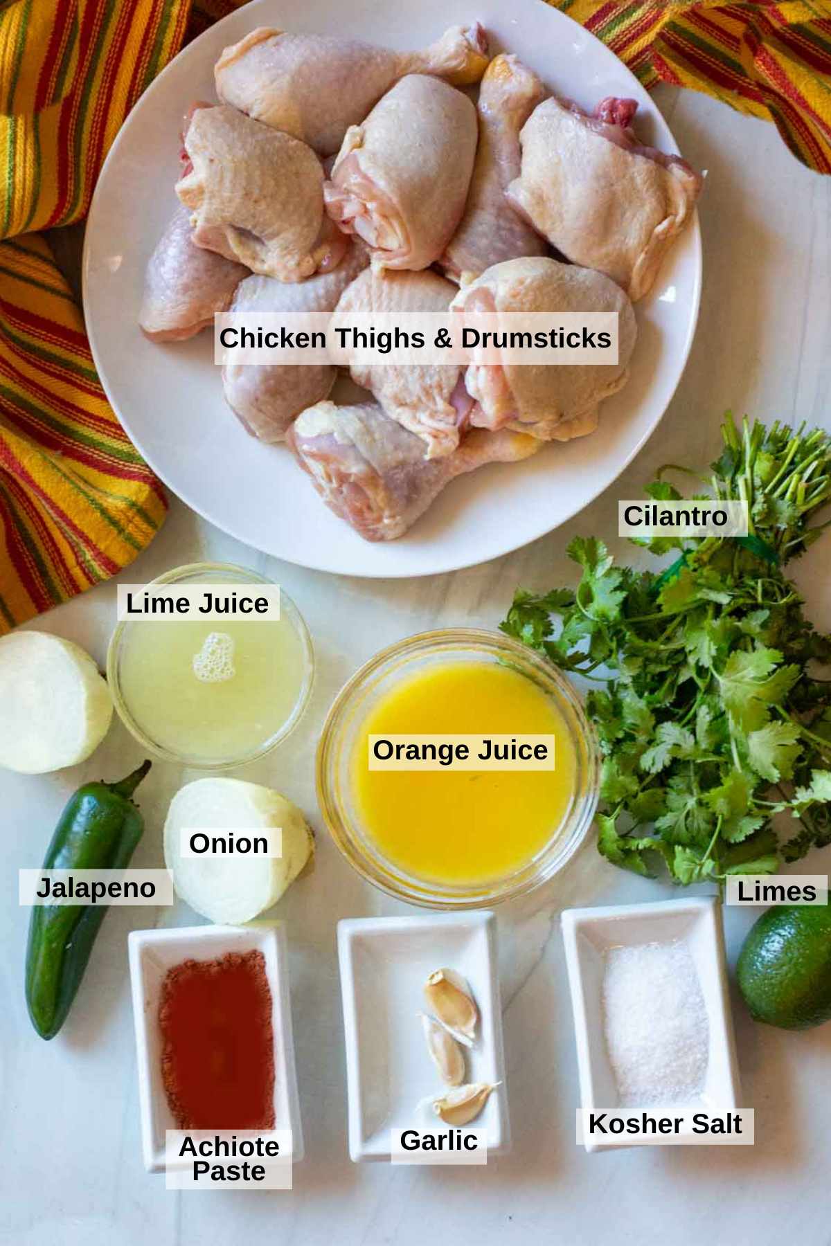 Ingredients to make pollo asado.