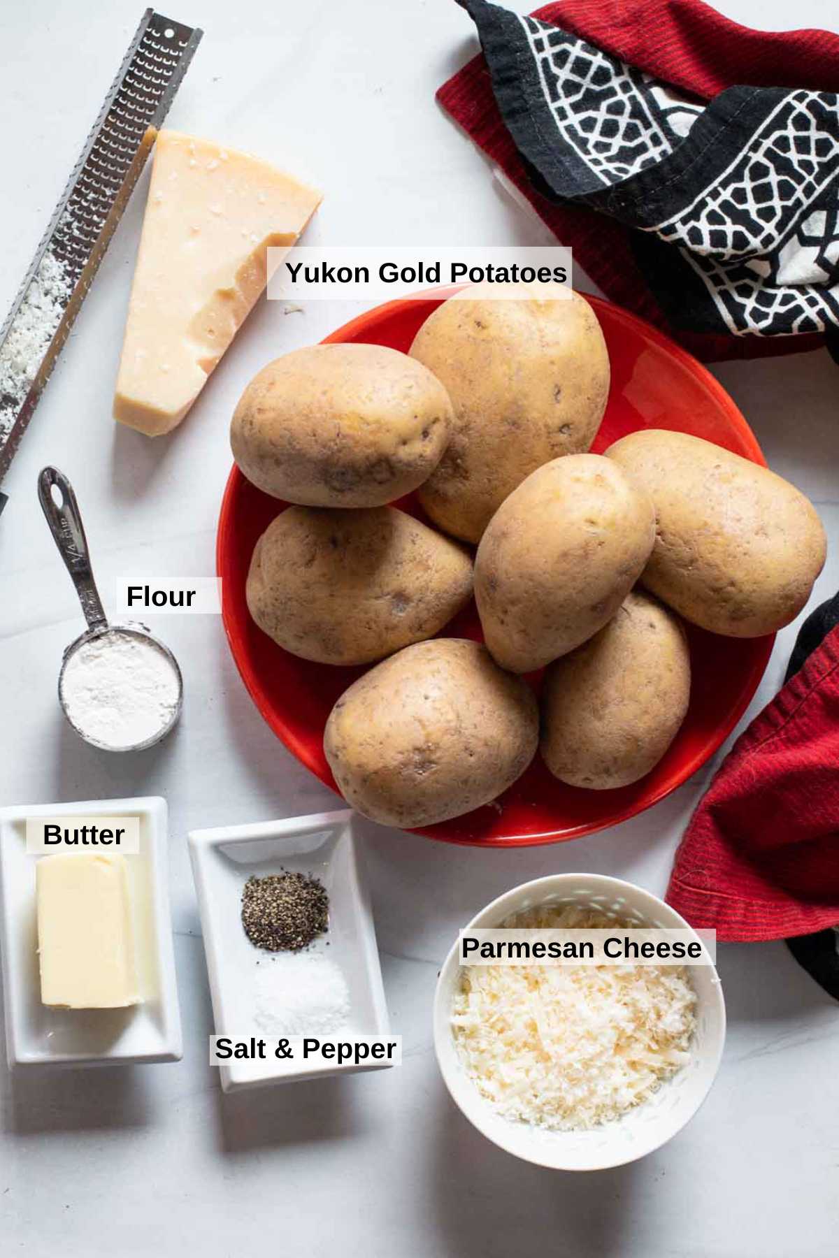Ingredients to make parmesan crusted potatoes.