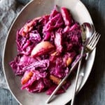 A plate of roasted braised red cabbage, Rode Kool.