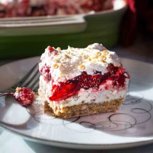 Cherry delight dessert served on a white plate.