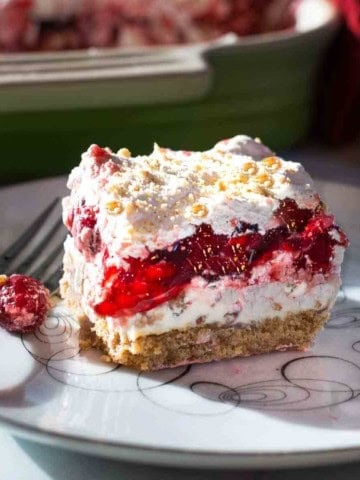 Cherry delight dessert served on a white plate.