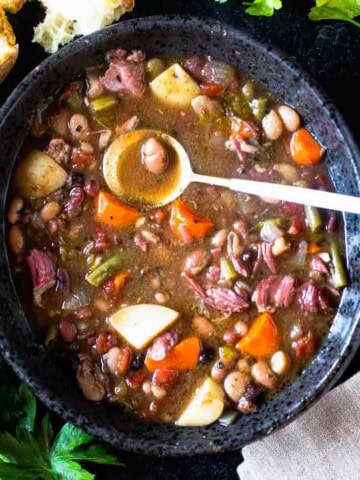 A bowl of 15 bean soup.