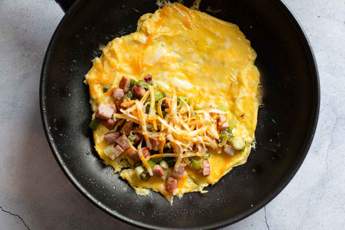 Making a Western omelette.