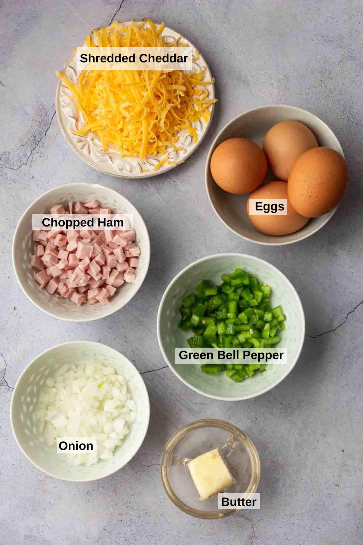 Ingredients to make a Western Omelette.