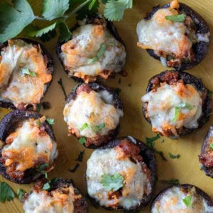 Chorizo mushrooms appetizer.