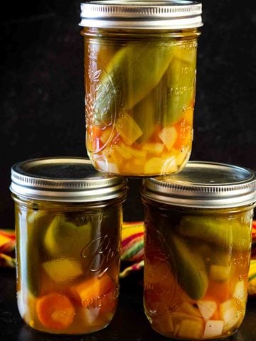 3 jars of refrigerator pickled jalapenos with carrots and onions