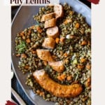Sausage and lentils pinterest image.