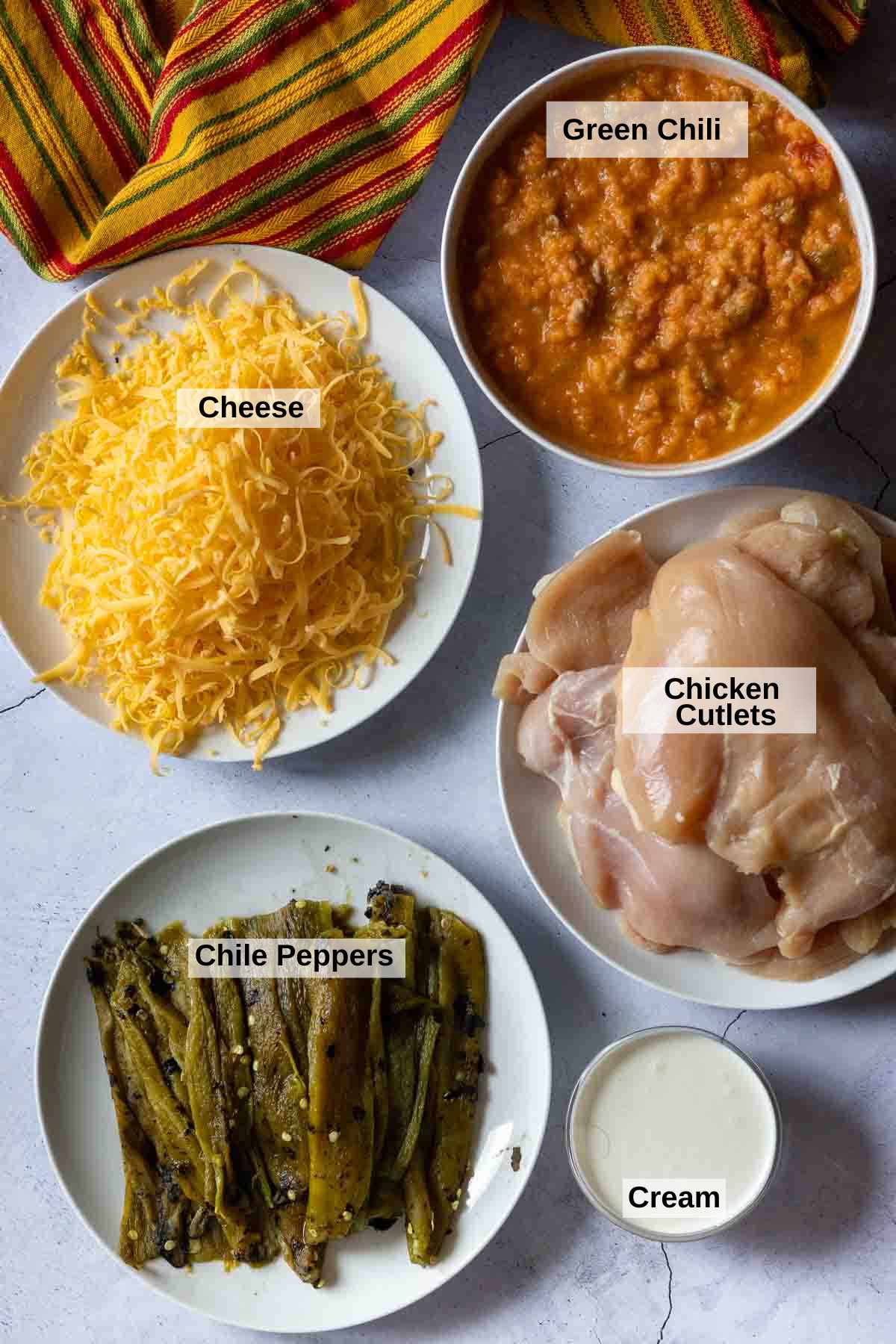 Ingredients to make baked chili chicken pinwheels.