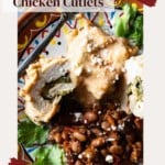 Green chili cheese stuffed baked chicken cutlets.