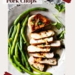 Honey garlic pork chops pinterest image.