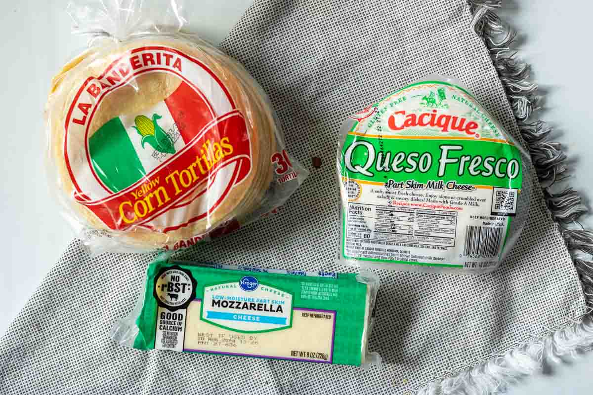 Ingredients to make queso fresco quesadillas.