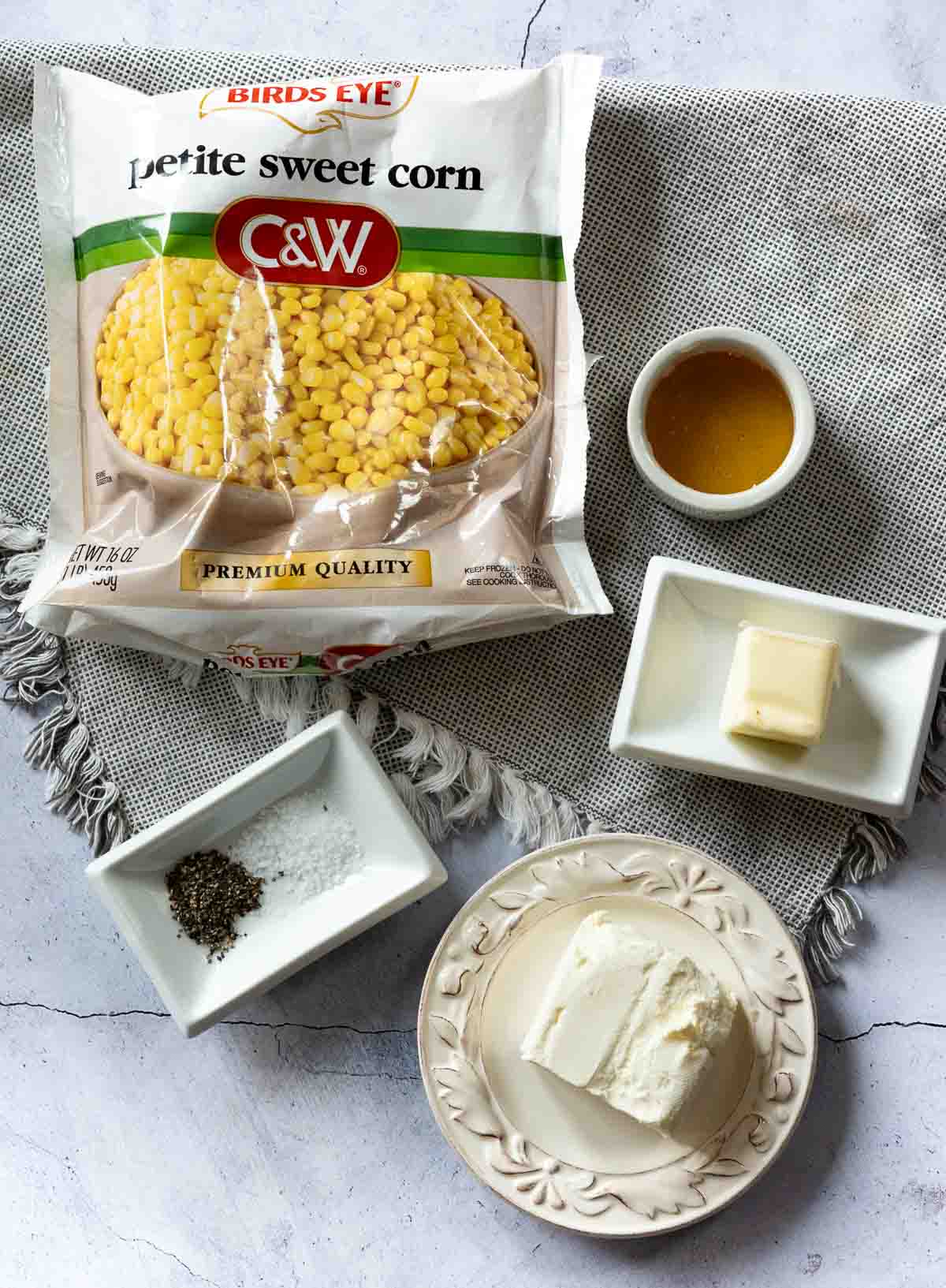 Ingredients to make honey butter skillet corn.