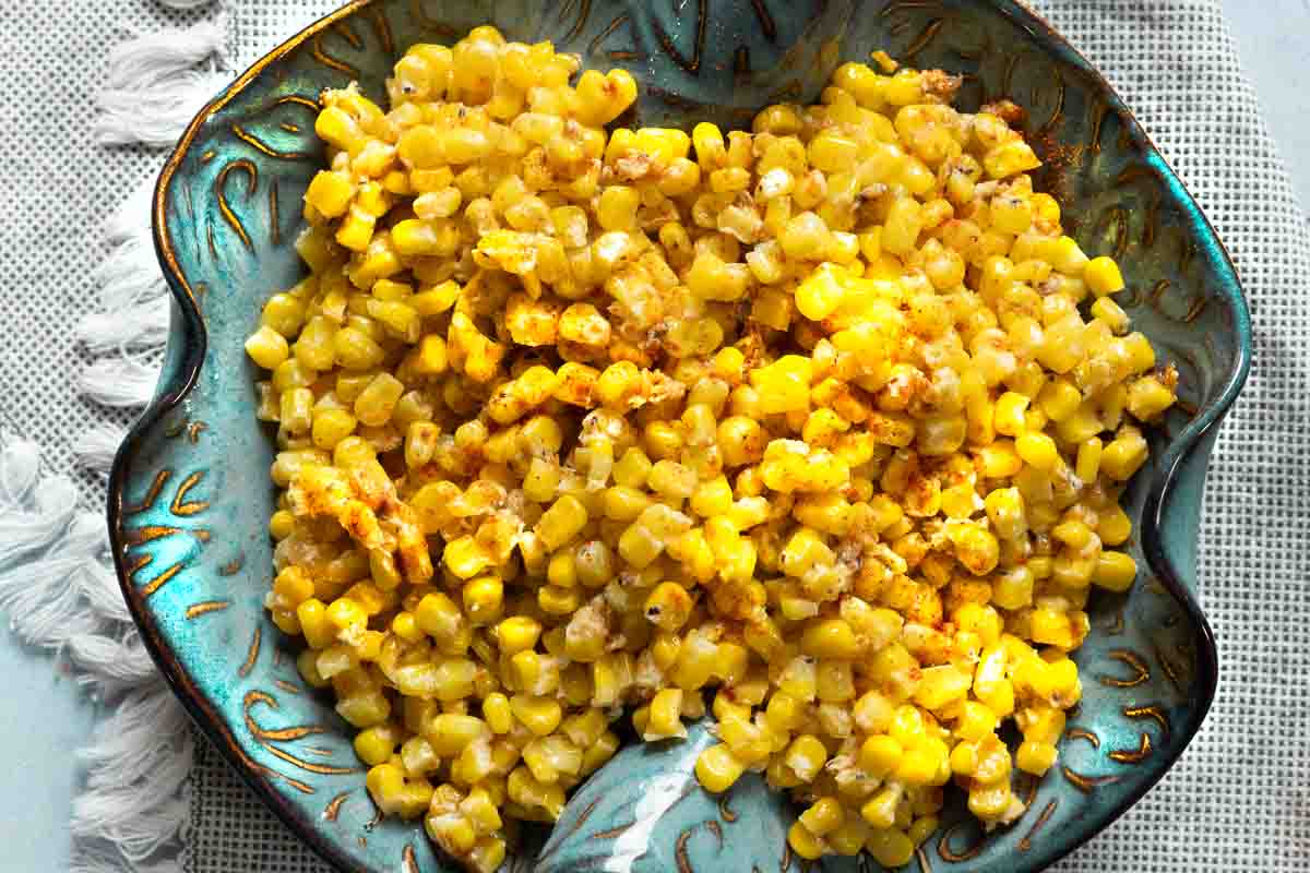 Honey butter skillet corn in a serving bowl.