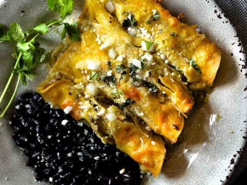 Beer Braised Pulled Pork Enchiladas Verde