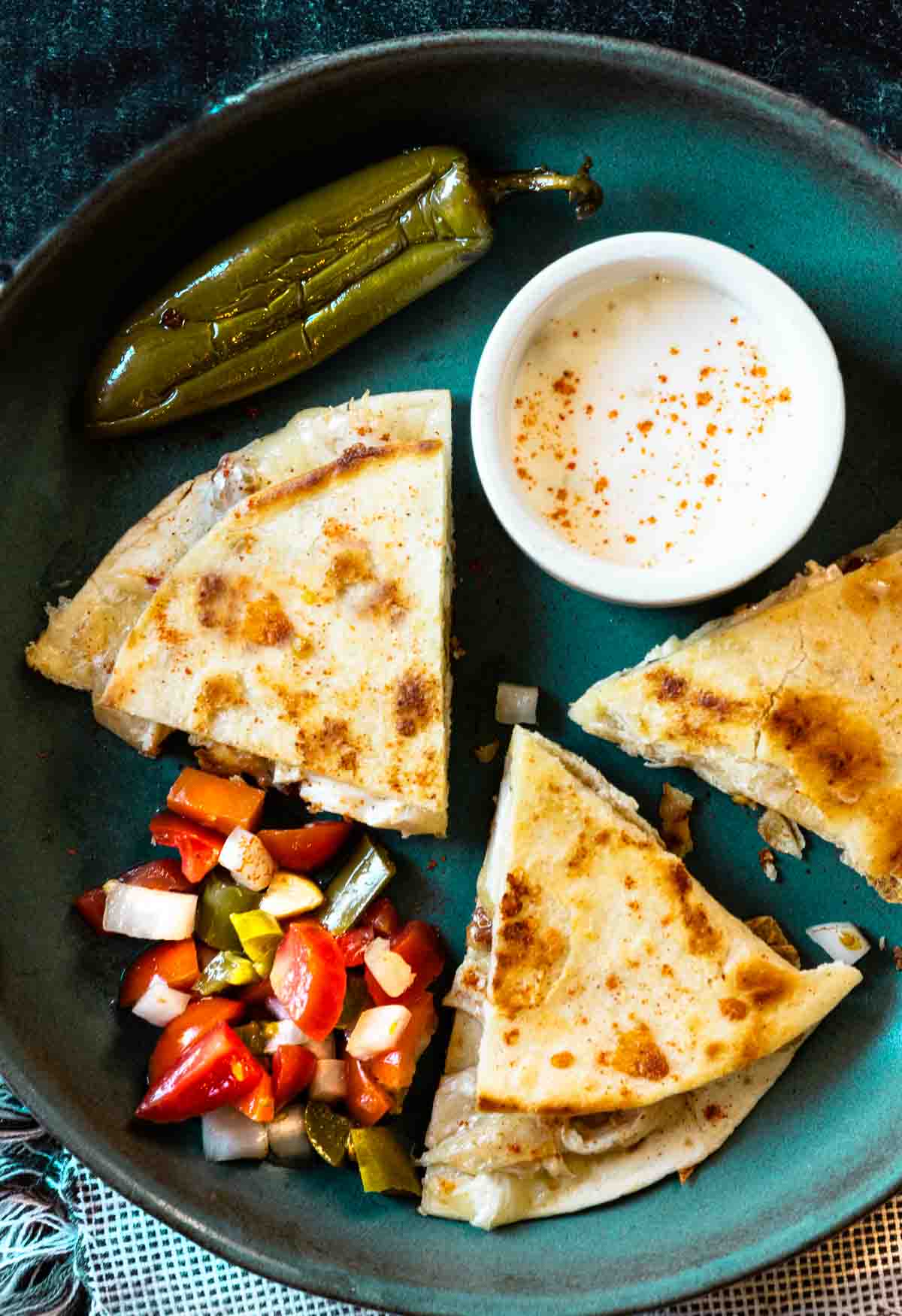 Chicken bacon ranch quesadillas chilis copycat recipe.
