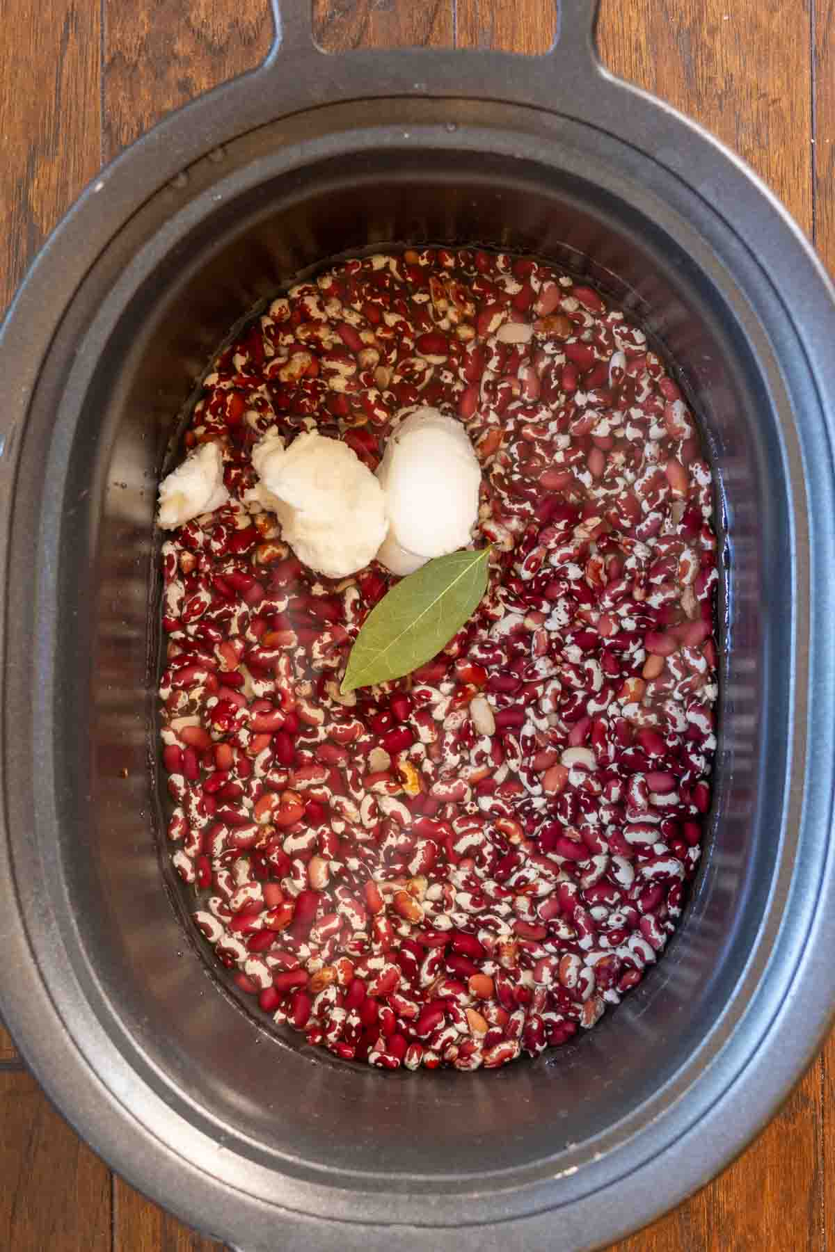 Cooking dried beans in the crockpot.