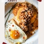 Chorizo Gravy with biscuits pinterest image.