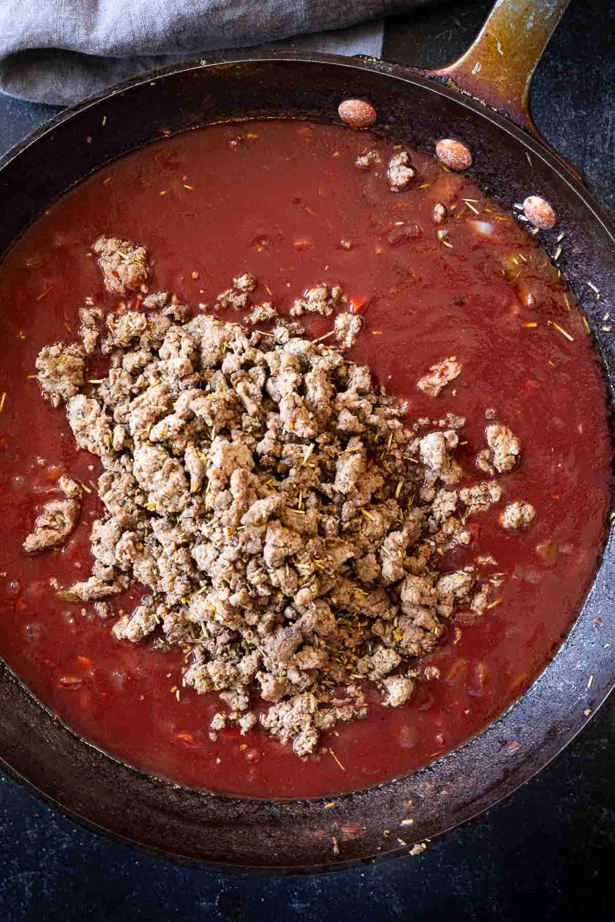 Making sauce for Lamb ragu with pappardelle.