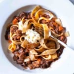 Lamb ragu with pappardelle pasta.