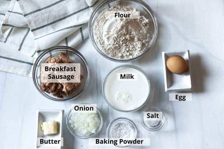 Ingredients to make sausage pancakes.