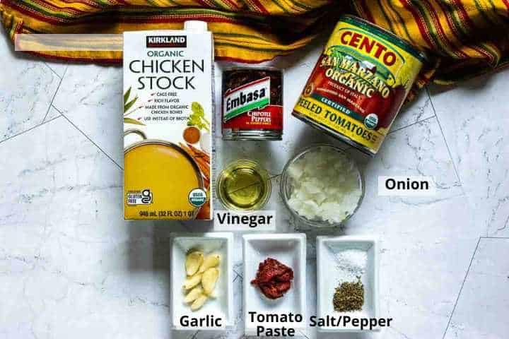 Ingredients to make Chipotle Salsa Sauce.