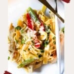Rattlesnake pasta with cajun alfredo sauce pinterest image.