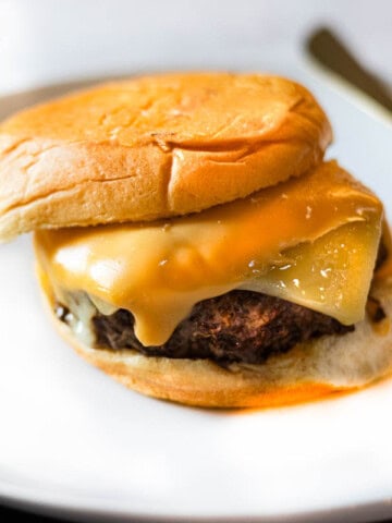 Maverik Cheeseburger with Swiss Cheese and American Cheese.