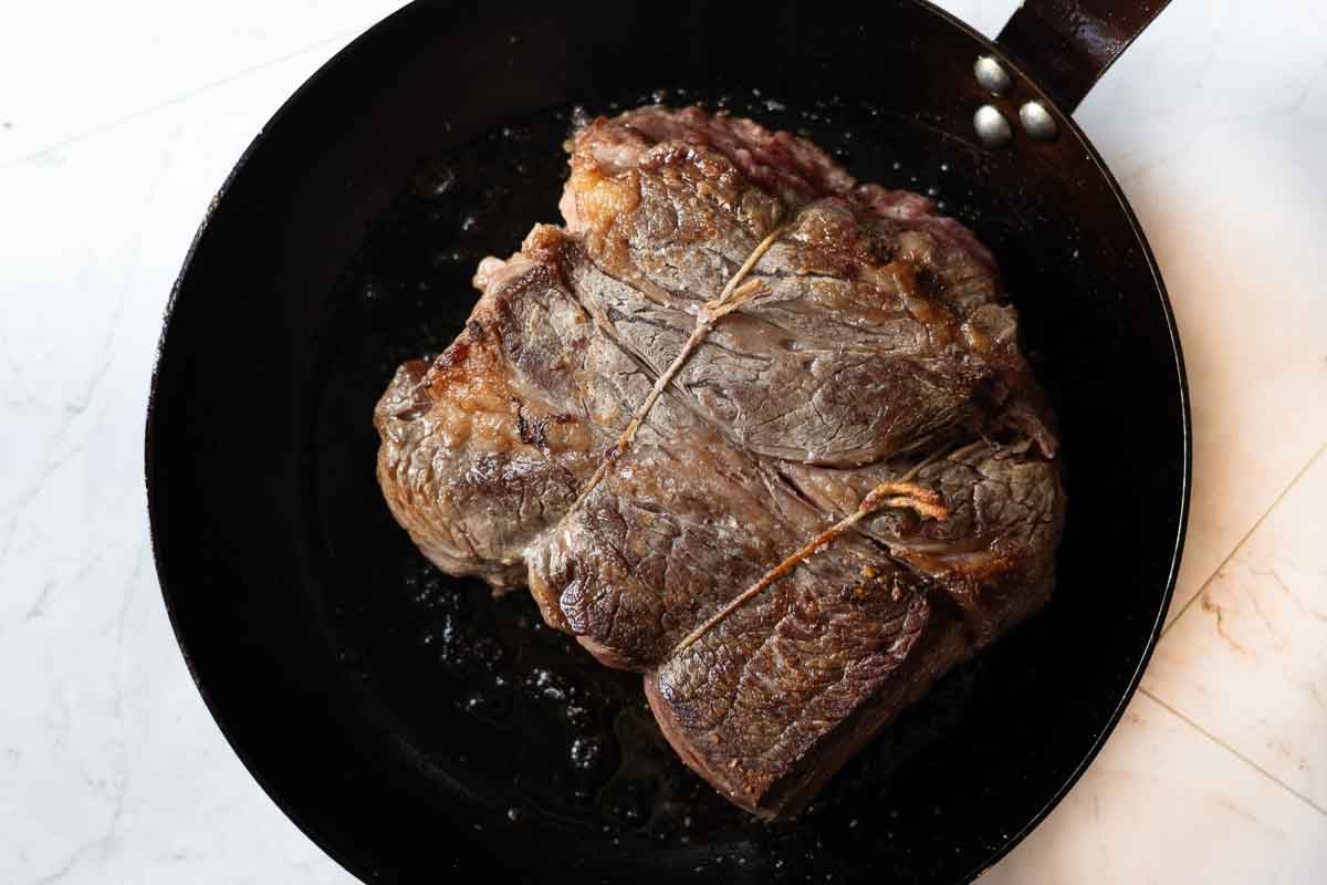 Step 1: Searing a chuck eye roast.
