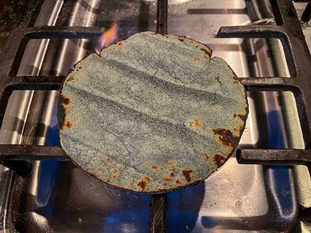 How to toast corn tortillas stove-top.