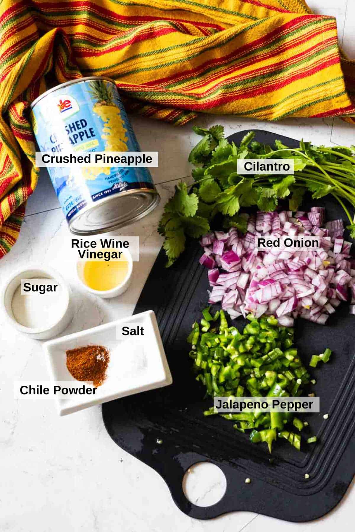 Ingredients to make Jalapeno Pineapple Salsa.
