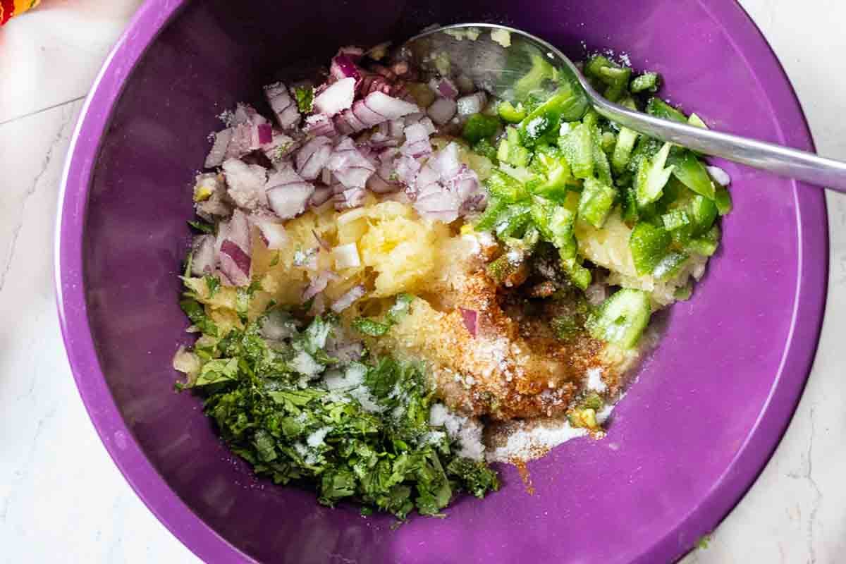 Step 1 how to make jalapeno pineapple salsa.