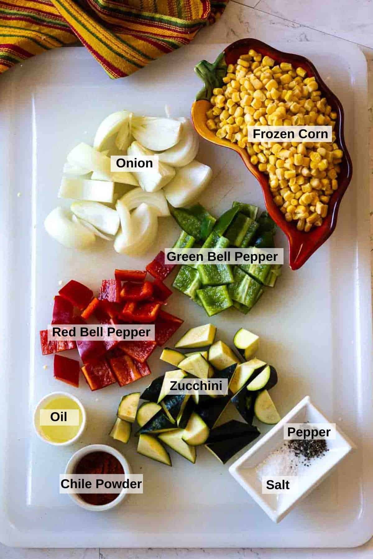 Ingredients to make Southwest Sauteed Mixed Vegetables.